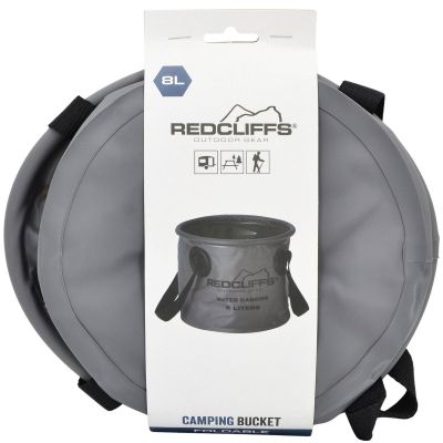 4. FOLDABLE TRAVEL BUCKET ROUND WATER CONTAINER 8L GREY REDCLIFFS
