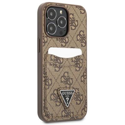4. Guess 4G Triangle Logo Cardslot Case for iPhone 13 Pro / 13 - Brown