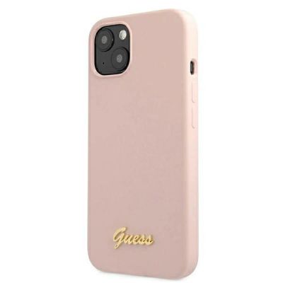 2. Guess GUHMP13MLSLMGLP iPhone 13 6.1" light pink/light pink hardcase Silicone Script Gold Logo Magsafe