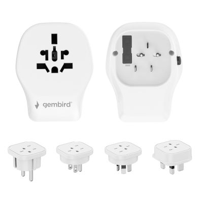 4. GEMBIRD UNIVERSAL TRAVEL ADAPTER 20W, WHITE