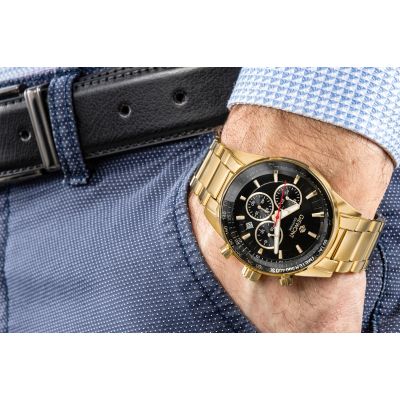 4. Men's Watch Giewont Chronograph Sapphire Gold Black GW9140-B4