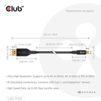 4. USB-C to DP 1M/M/M CAC-1559 Club3D cable
