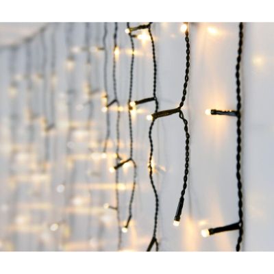 5. CHRISTMAS LIGHTS OUTDOOR CURTAIN LIGHT 360 LED CONTROLLER TIMER WARM WHITE GREEN CABLE