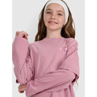 4. Oversized longsleeve with print for girls 4F 4FJRAW25TLONF543-54S