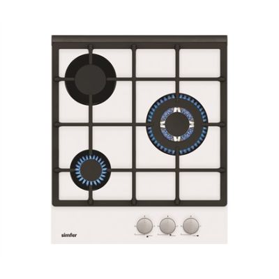 2. Simfer Hob H4.305.HGSBB Gas on glass Number of burners/cooking zones 3 Rotary knobs White