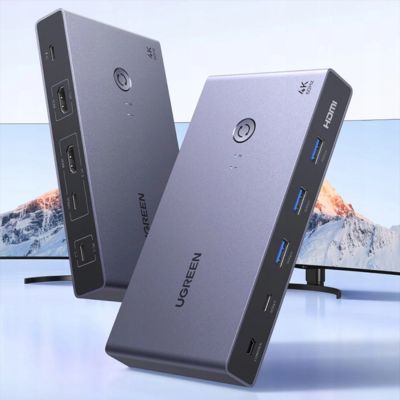 2. Ugreen USB-C + HDMI 4K 60Hz 2-in-1 KVM Switch – Gray