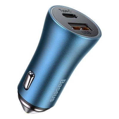2. Baseus Golden Contactor Pro fast car charger USB Type C / USB 40 W Power Delivery 3.0 Quick Charge 4+ SCP FCP AFC + USB Type C cable - Lightning blue (TZCCJD-03)
