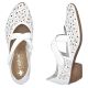 3. Women's leather openwork high-heeled shoes, white, Rieker 43773-80