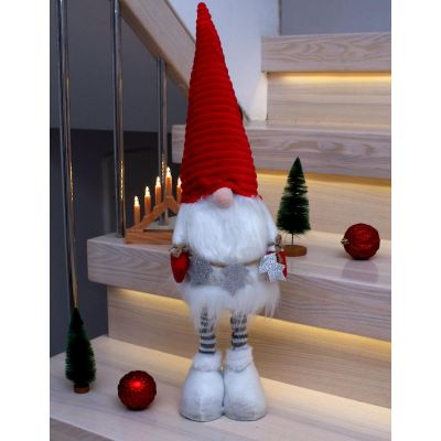 11. DECORATIVE SANTA CLAUS WITH SILVER STARS ON TELESCOPIC LEGS 50-70CM WHITE