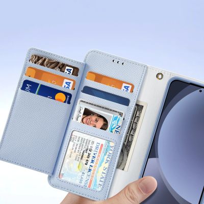 7. Dux Ducis Lawa Leather Case for Samsung Galaxy S25+ with Detachable Magnetic Wallet - Blue