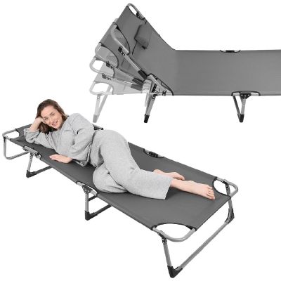 8. FOLDING CAMPING BED, 3-POSITION, 188 X 73 X 28 CM, DARK GREY