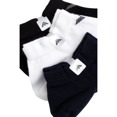 2. Emporio Armani Calza Ankle Socks Cotton Comfortable 3-Pack Navy Blue Black White