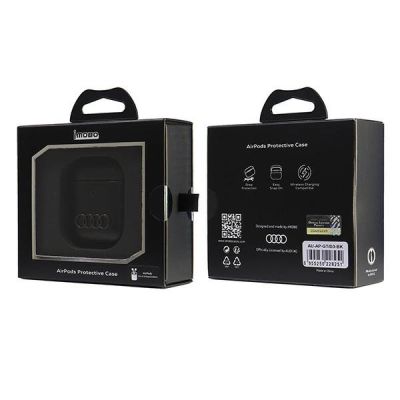 6. Audi Leather Big Logo Case for AirPods 1 / 2 - Black