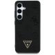 3. Guess Grained Hot Stamp Peony Pattern Triangle Logo MagSafe Case for Samsung Galaxy S25 Black