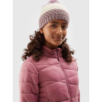 Girls' winter hat with wool 4F Junior