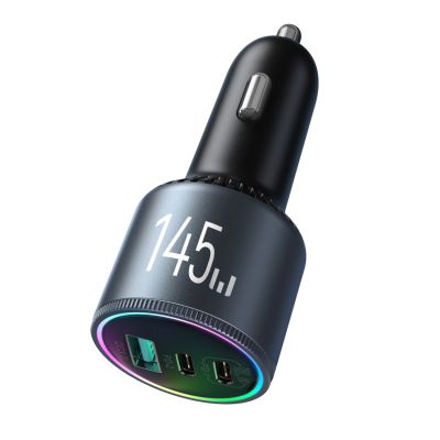 3. Joyroom JR-CCN07 145W Car Charger 2xUSB-C USB-A + 100W USB-C Cable - Dark Gray