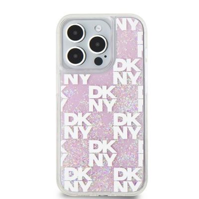 3. DKNY Liquid Glitter Multilogo iPhone 15 Pro Case - Pink