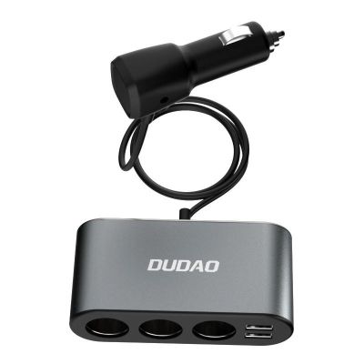 4. Dudao car charger 2x USB / 3x cigarette lighter splitter black (R1Pro black)
