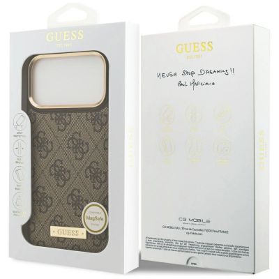 8. Guess 4G Logo Plate MagSafe Case for iPhone 17 Pro Max - Brown