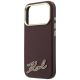 6. Karl Lagerfeld Grained with Resin Signature Logo MagSafe case for iPhone 18 Pro Max / 17 Pro Max - burgundy
