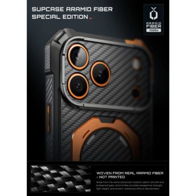 9. Supcase UB Grip Mag MagSafe Aramid Case for iPhone 18 Pro Max / 17 Pro Max - Black and Orange