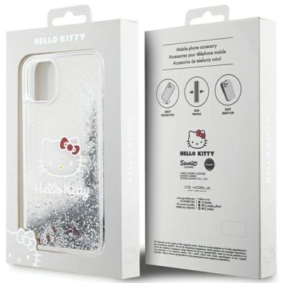 8. Hello Kitty Liquid Glitter Charms Kitty Head Case for iPhone 11 / Xr - Silver
