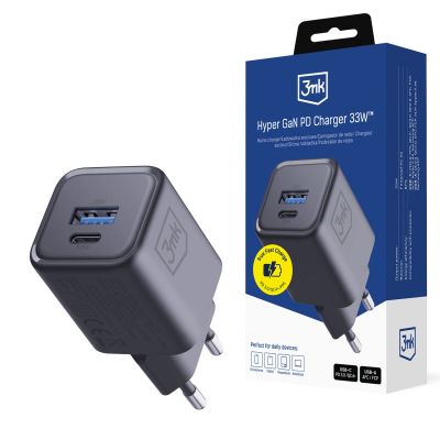 20. 3mk Hyper Charger PD 33W GaN QC4+ PPS AFC FCP SCP 1A1C Wall Charger - Black