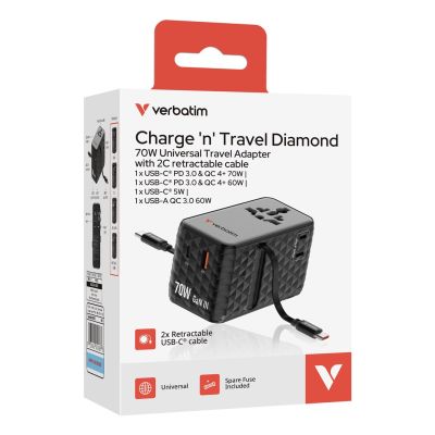 3. Verbatim Charge 'n' Travel 70W 2C Charger
