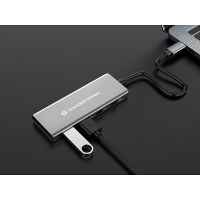 4. Conceptronic HUBBIES15G USB 3.2 Gen 2 (3.1 Gen 2) Type-C Hubs and Hubs 10000 Mbit/s Gray