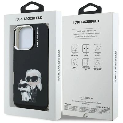 8. Karl Lagerfeld IML Aquarelle Karl & Choupette & Logo Case for iPhone 16 Pro Max - Black