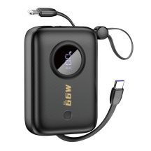 Dudao K14 10000mAh power bank with USB-C / Lightning cables - black