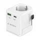 GEMBIRD UNIVERSAL GROUNDED TRAVEL ADAPTER 20W, WHITE