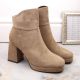 12. Insulated suede ankle boots with a high heel and platform M.Daszyński W SAN24B, beige