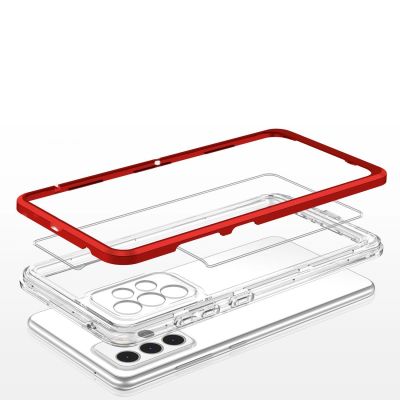 5. Clear 3in1 Case for Samsung Galaxy A73 Frame Cover Gel Red