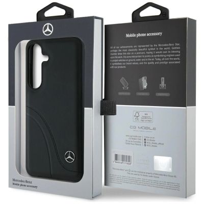 8. Mercedes Leather Curved Stitches Case for Samsung Galaxy S25 - Black