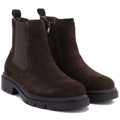 4. Women's leather ankle boots, suede, chocolate, Sergio Leone BT-01-S
