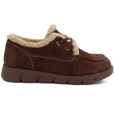 2. Brown leather shoes lined with sheepskin, Vinceza FIO27-67022