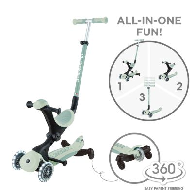 Three-wheeled scooter with a ride-on seat GO•UP DELUXE LIGHTS ECOLOGIC 360 (697-505)