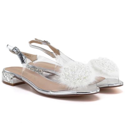 4. Transparent women’s sandals with silver embellishment D&A MR62-9072