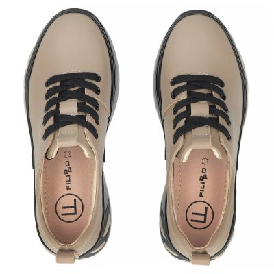 5. Women's leather sneakers on a taupe platform Filippo DP8006