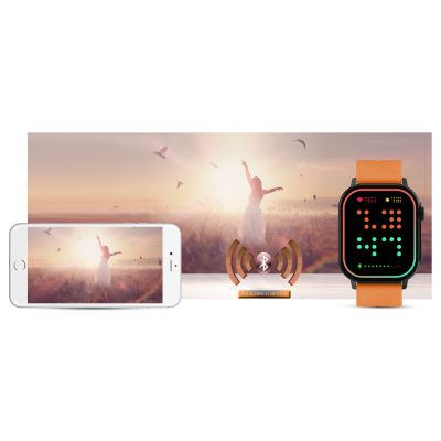 21. Gravity GT15-2 Smartwatch Orange Silicone Strap + Black Bracelet