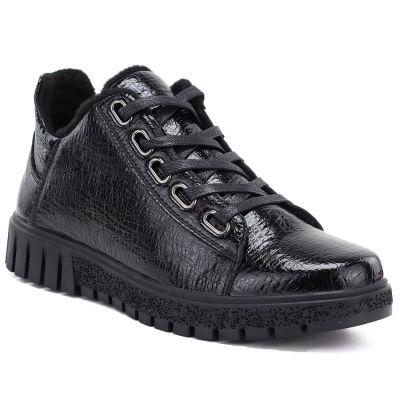 Women's patent leather ankle boots, black, Vinceza 133122
