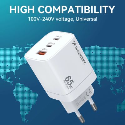 8. Wozinsky CGWCW 65W GaN Wall Charger USB-A / 2 x USB-C - White