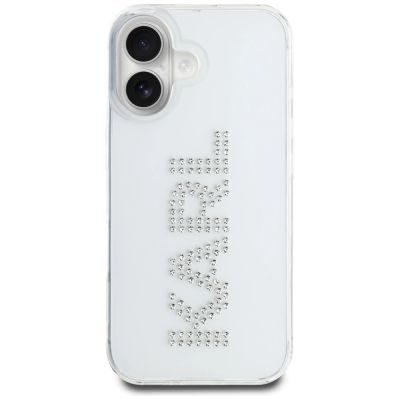 3. Karl Lagerfeld IML Rhinestones Logo iPhone 16 Case - Transparent