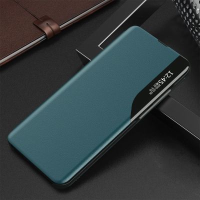 2. Eco Leather View Case elegant bookcase type case with kickstand for Samsung Galaxy A72 4G green