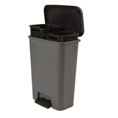 CURVER WASTE BIN WITH PEDAL 23+23L /DARK GREY/ BLACK