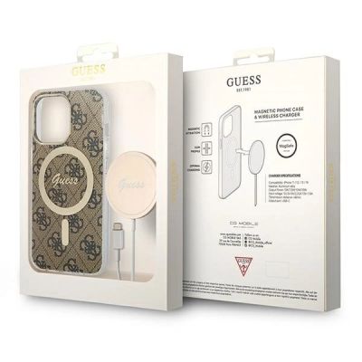 10. Set Guess GUBPP13LH4EACSW Case+ Charger iPhone 13 Pro brown/brown hard case 4G Print MagSafe