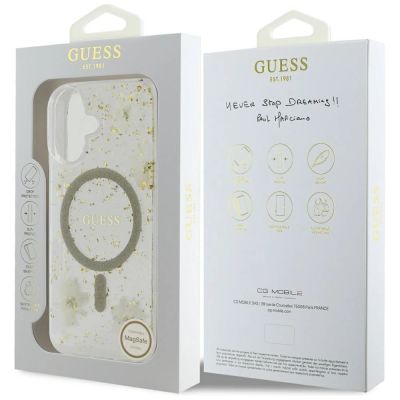 8. Guess Resin Flowers Glitter MagSafe iPhone 16 Case - Beige