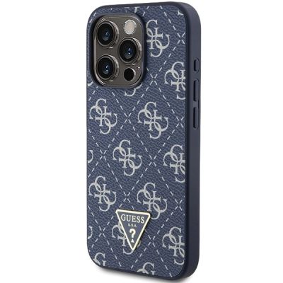 2. Guess 4G Triangle Metal Logo case for iPhone 15 Pro - blue