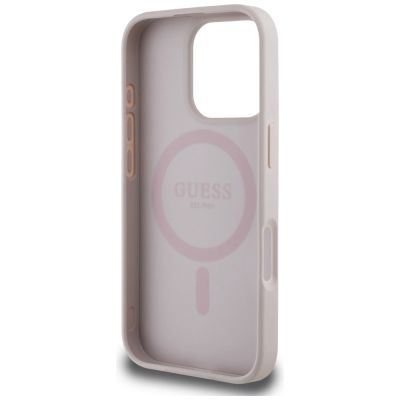 7. Guess 4G Circle Classic Logo MagSafe iPhone 16 Pro Case - Pink